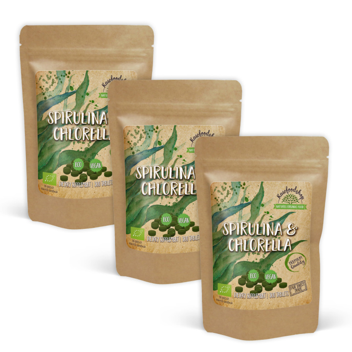 Spirulina Chlorella LUOMU 500mg 300 tablettia x 3 pakettia ryhmässä Ravintolisät / Yrtit ja Kasvit / Levävalmisteet @ Rawfoodshop Scandinavia AB (SPICHLORTAB-SET3)