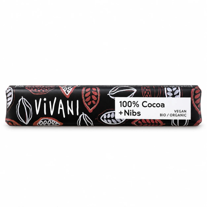 Vivani Suklaa 100% & Kaakaonibsit LUOMU 25g ryhmässä Raaka-aineet / Karkkia & Suklaata / Suklaapatukat @ Rawfoodshop Scandinavia AB (VIV786452)