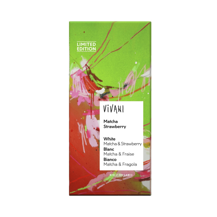 Vivani Suklaa Matcha & Mansikka LUOMU 80g ryhmässä Raaka-aineet / Karkkia & Suklaata / Suklaapatukat @ Rawfoodshop Scandinavia AB (VIV87526)